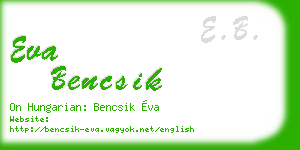 eva bencsik business card